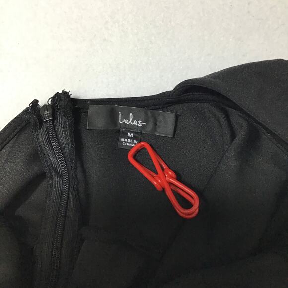 LULU'S SZ M Black Feel Your Love Round Neck Ruffled Wide-Leg Jumpsuit b49 - Picture 9 of 11